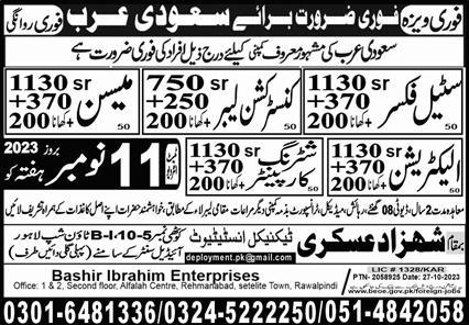 Construction Labor & Electrician Jobs 2023 in Saudi Arabia