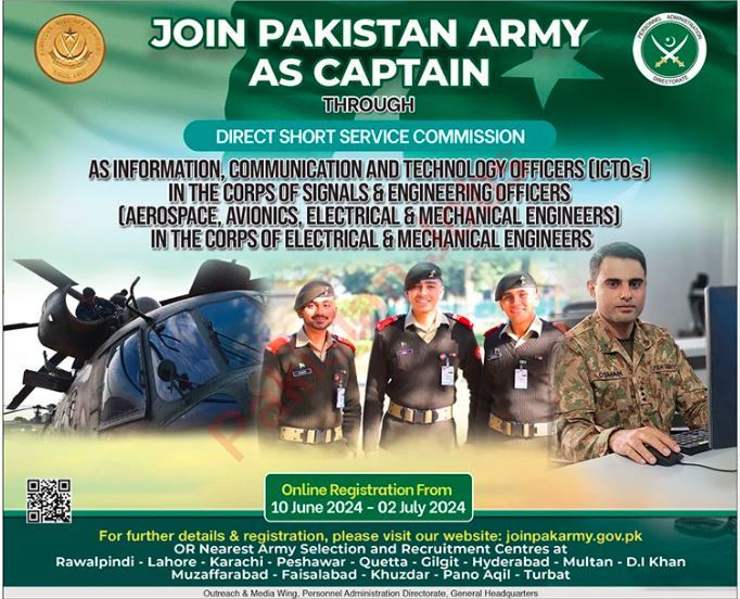 Join Pakistan Army as Captain Through Direct Short Service Commission DSSC Jobs 2024 